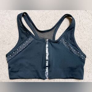 Victoria's Secret "PINK" Ultimate Knockout Front Zip Mesh Back  Sport Bra Size S